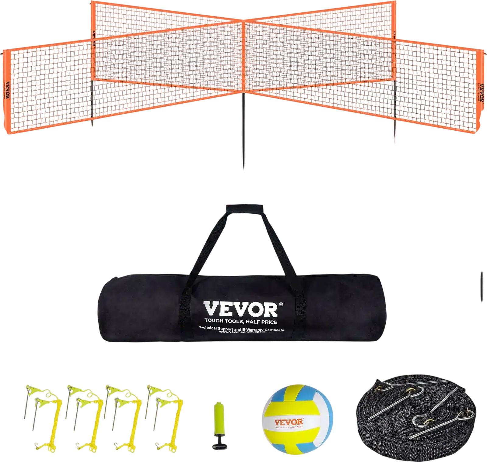Vevor Volleyball Net 4-Way Adjustable Height Outdoor Game Set New