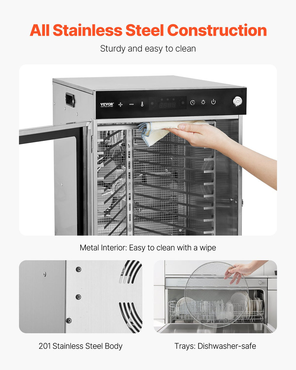 Vevor Rotary Food Dehydrator 12 Tray Machine Stainless Steel 800W New