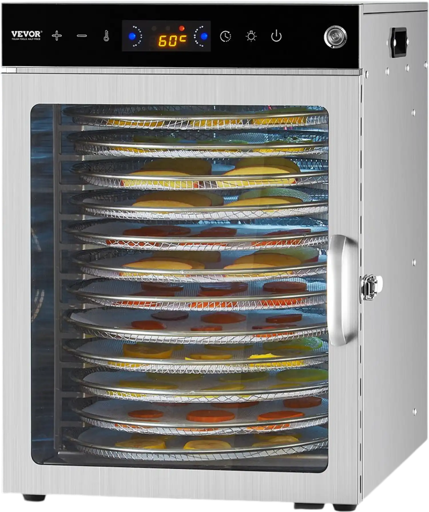 Vevor Rotary Food Dehydrator 12 Tray Machine Stainless Steel 800W New