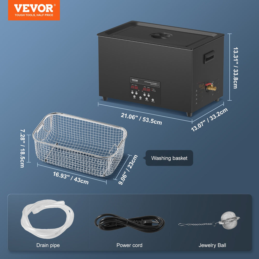 Vevor Ultrasonic Cleaner 40kHz with Digital Timer and Heater 30L 600W New