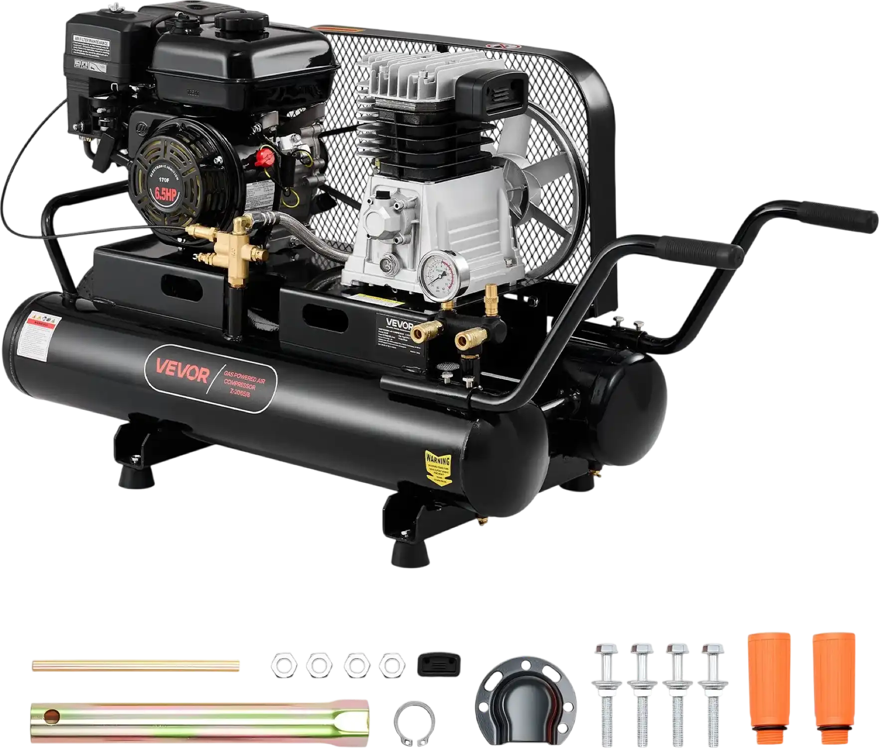 Vevor Air Compressor Gas Powered 9 Gal. Twin-Tank 6.5 HP 9 CFM 115 PSI New