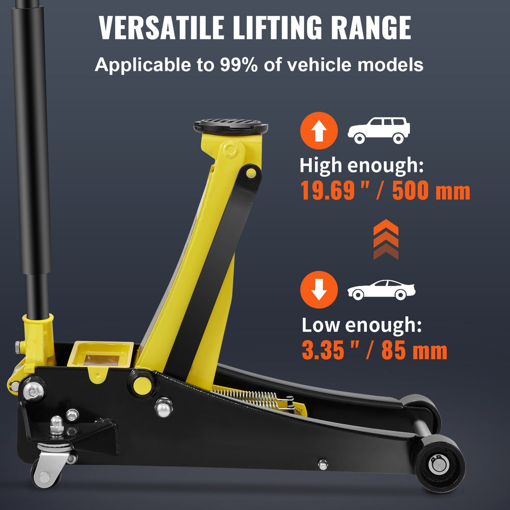 Vevor Low Profile Floor Jack 3 Ton Heavy Duty Steel Dual Piston New