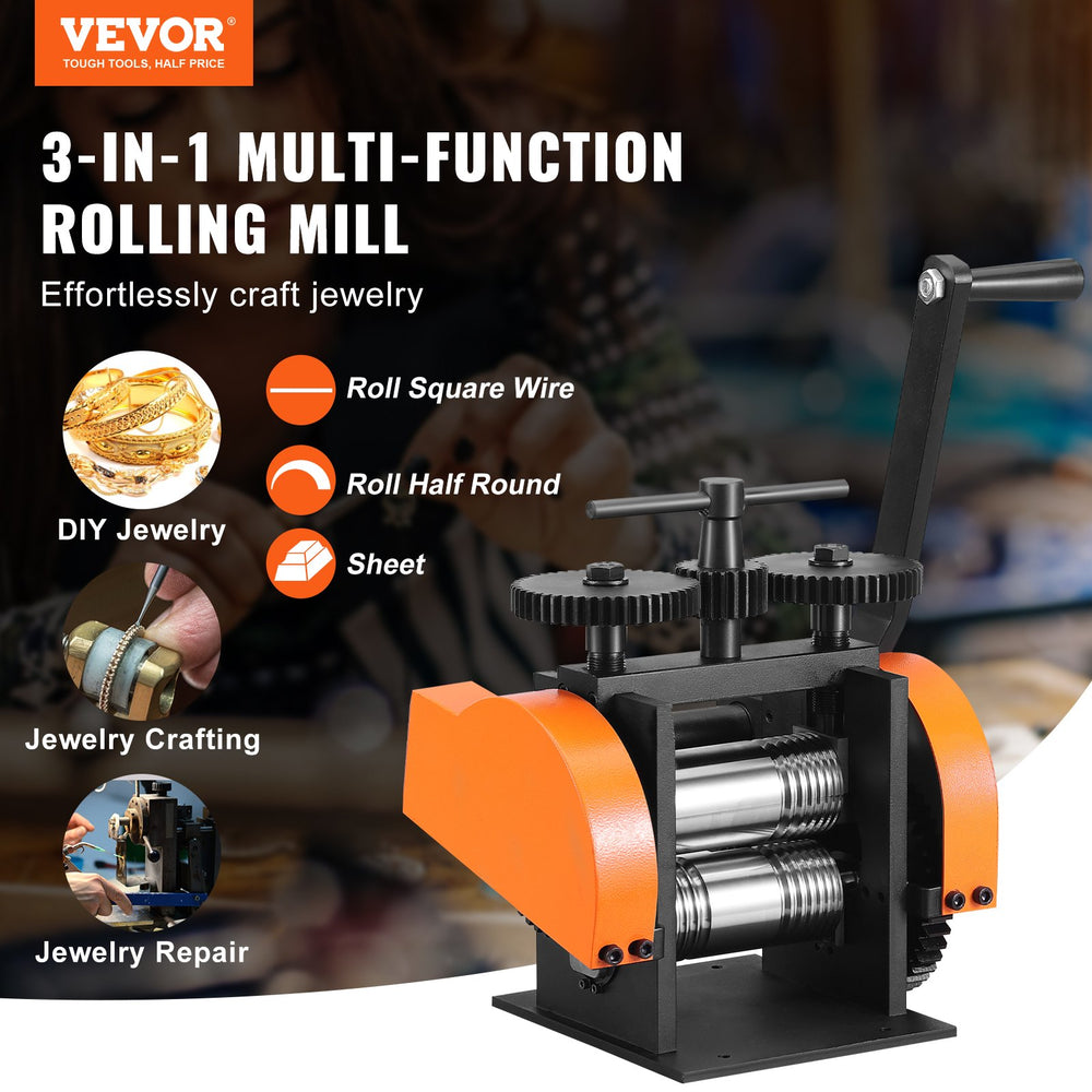 Vevor Rolling Mill 1.77"/45mm 1:2.4 Gear Ratio 3-in-1 Multi-Function New