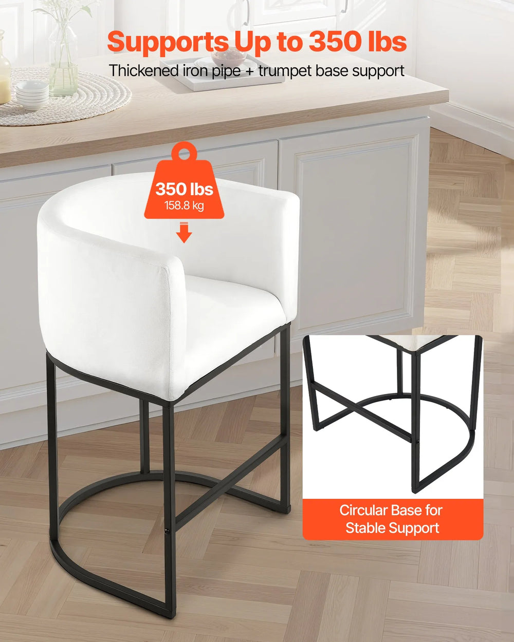 Vevor Bar Stools 25" Seat Height with Backrest Set of 3 New