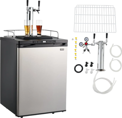 Vevor Beer Kegerator Dispenser Dual Tap Full Keg Capacity with CO2 Tank Temp Control New
