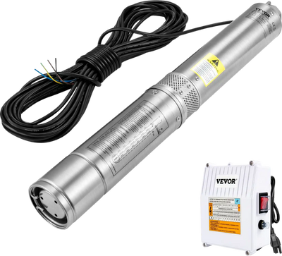 Vevor Deep Well Submersible Pump 1.5HP with External Control Box 37 GPM 276 Ft Head Lift New