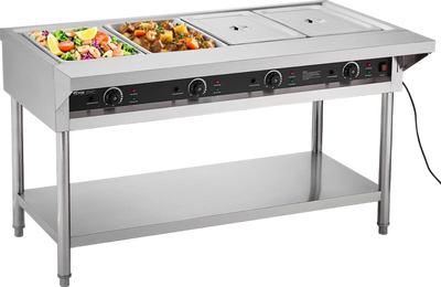 Vevor Commercial Food Warmer 4-Pan Steam Table with Independent Temp Control New