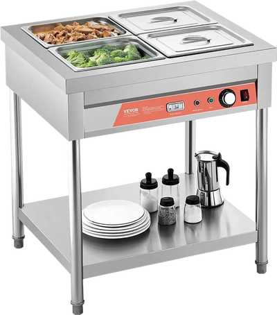 Vevor Commercial Electric Steam Table 4 × 1/2 Pans Food Warmer with Undershelf New