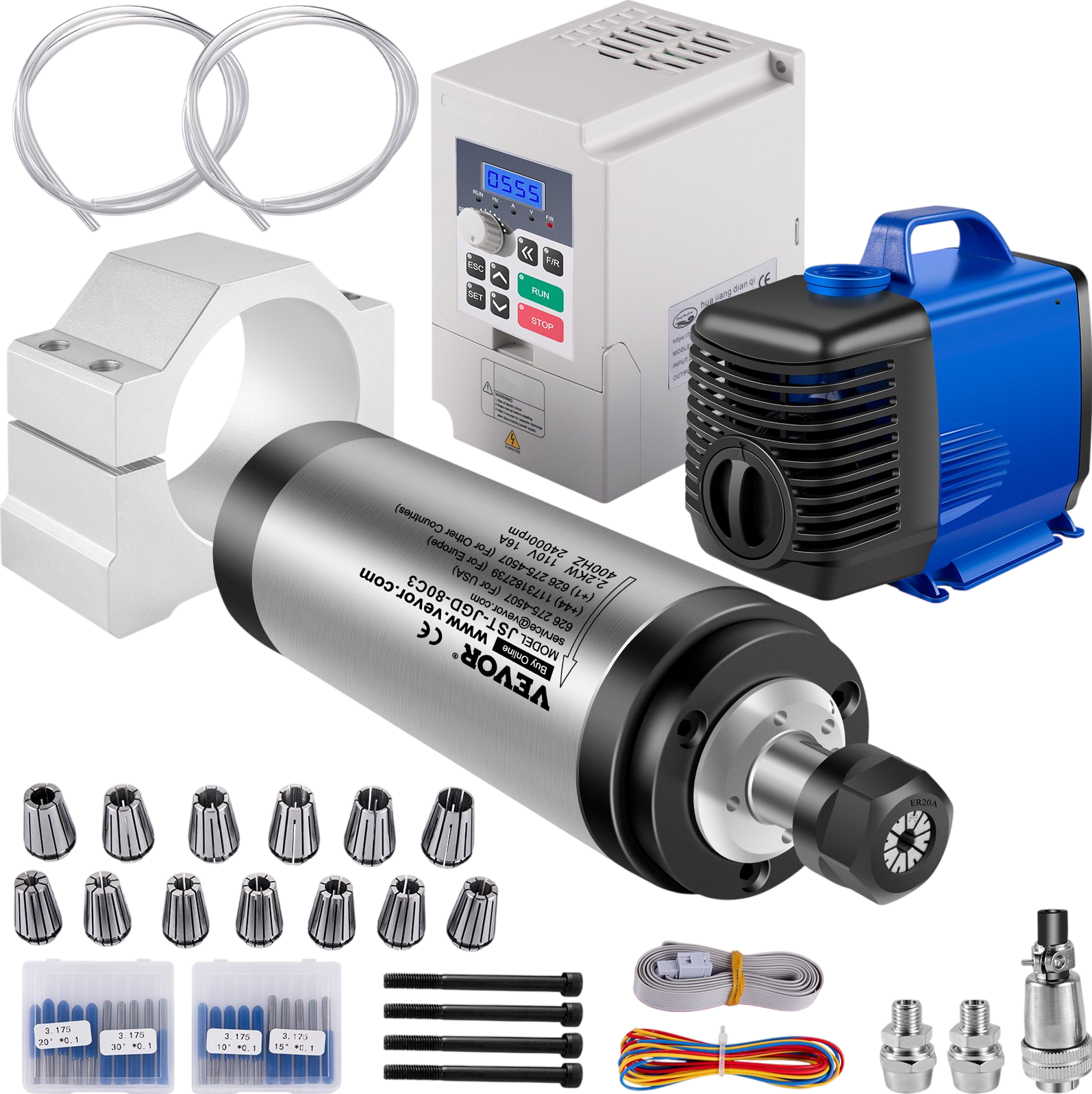 Vevor VFD CNC Spindle Motor Kit Water Cooled 110V 2.2kW 24000 RPM New