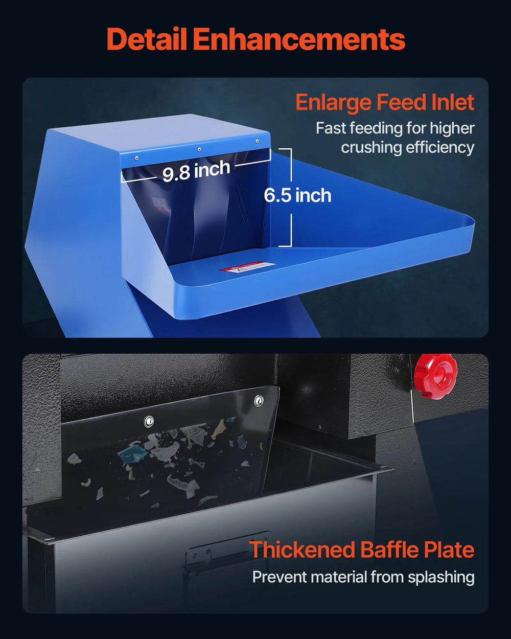 Vevor Plastic Shredder Crusher 5.5 HP 150-200 kg/h Capacity for PVC PTFE 220V New