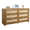 Vevor Double Dresser 59 in. 6-Drawer Rattan with Metal Handles New