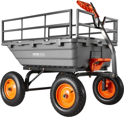 Vevor Garden Dump Cart 1,500 lbs. 15 Cu. ft. with 2-in-1 Convertible Tow Handle New