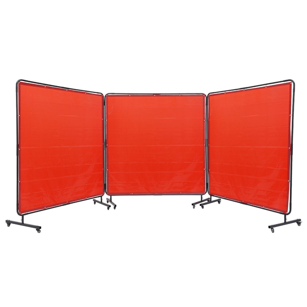 Vevor Welding Screen 3-Panel 6' x 6' Flame Resistant Vinyl Protection Screen with Frame and Wheels New