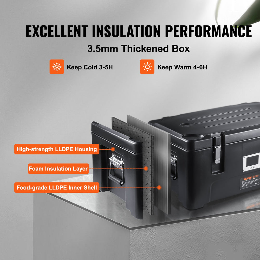 Vevor Insulated Food Pan Carrier 36 QT Stackable Catering Hot Box with 3 Pans New