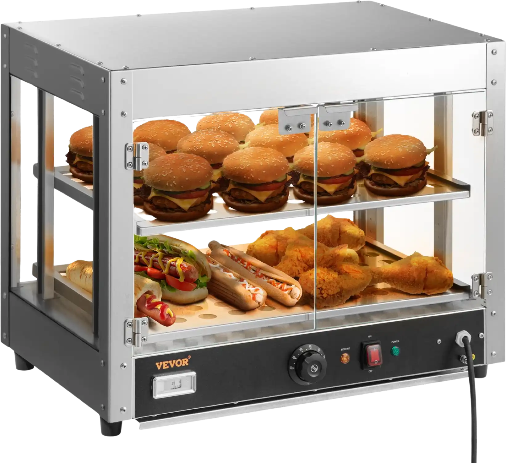 Vevor 2-Tier Commercial Food Warmer Countertop Cabinet with Water Tray New