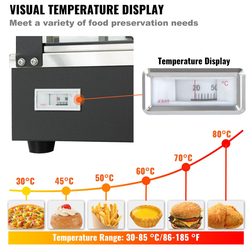 Vevor 3-Tier Commercial Food Warmer 35-Inch Countertop Cabinet with Water Tray 1800W New