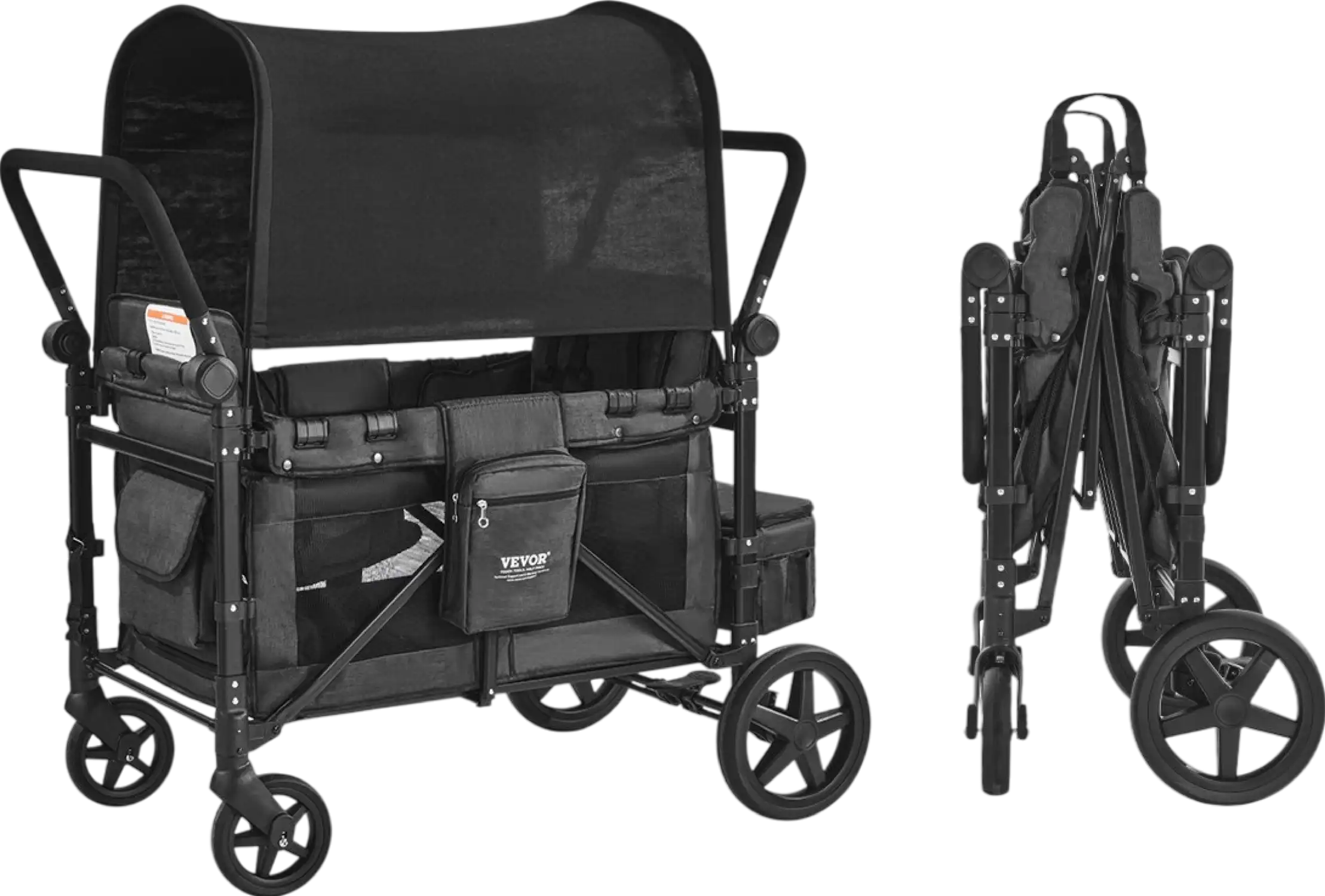Vevor Wagon Stroller for 4 Kids Collapsible Push Pull 330lbs Capacity New