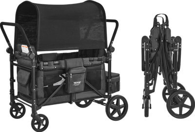Vevor Wagon Stroller for 4 Kids Collapsible Push Pull 330lbs Capacity New