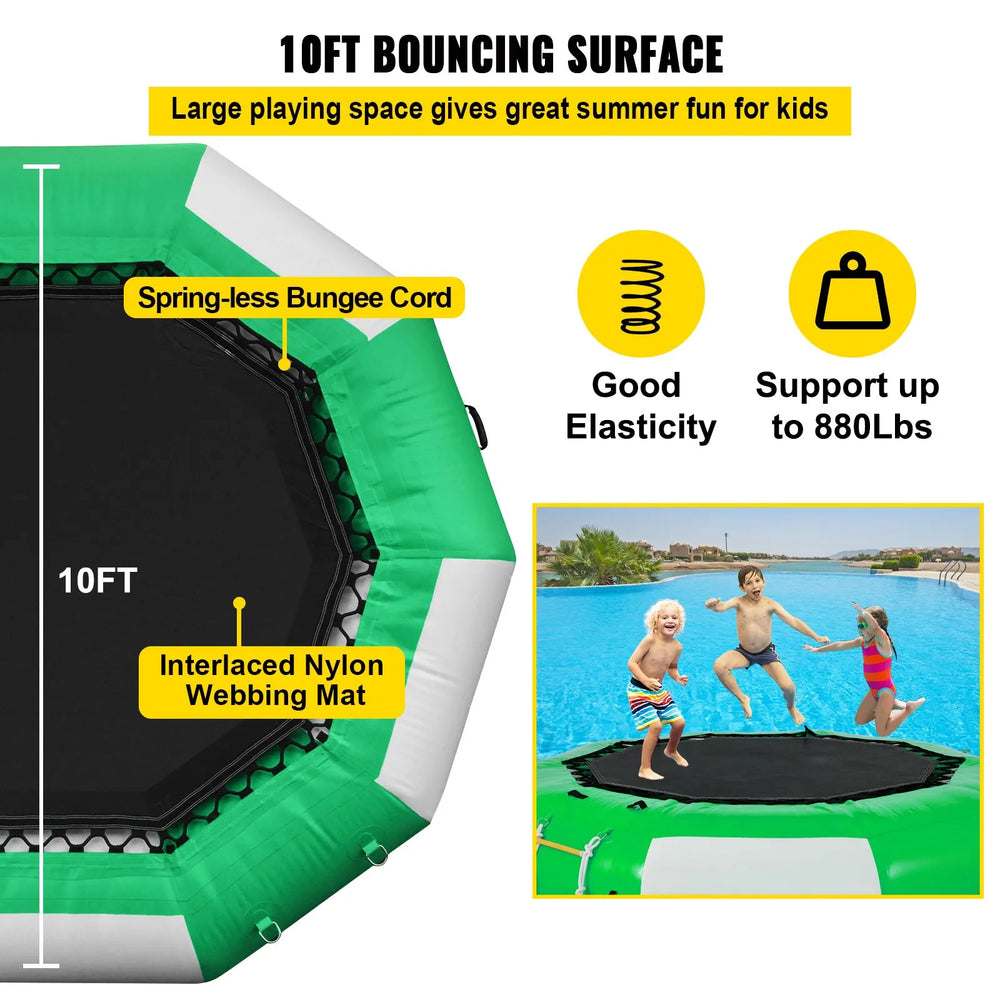 Vevor Inflatable Water Trampoline 10 ft. Round with Rope Ladder New