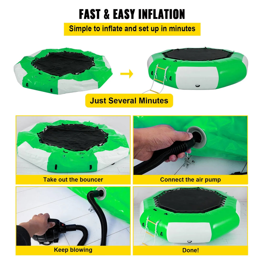 Vevor Inflatable Water Trampoline 10 ft. Round with Rope Ladder New