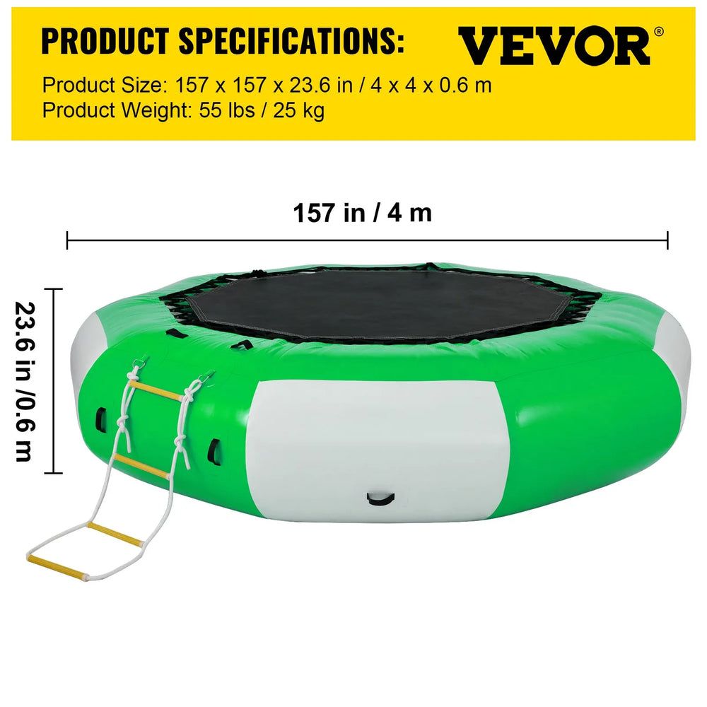Vevor Inflatable Water Trampoline 13' Swim Platform Bouncer with 4-Step Ladder New
