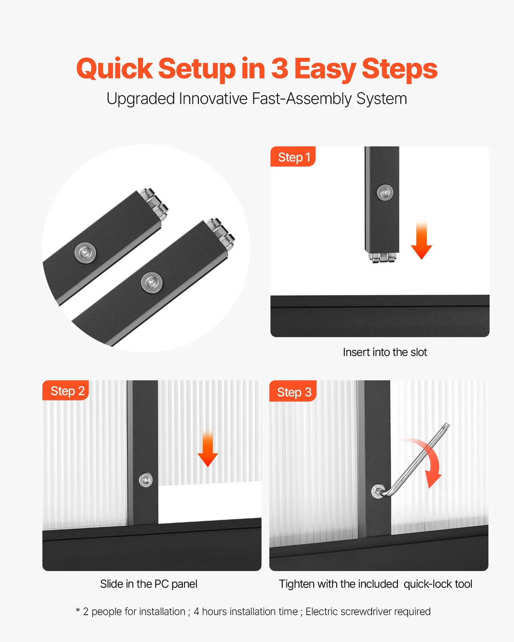 Vevor Greenhouse 8 x 14 Ft. Polycarbonate with Adjustable Vent Lockable Door New