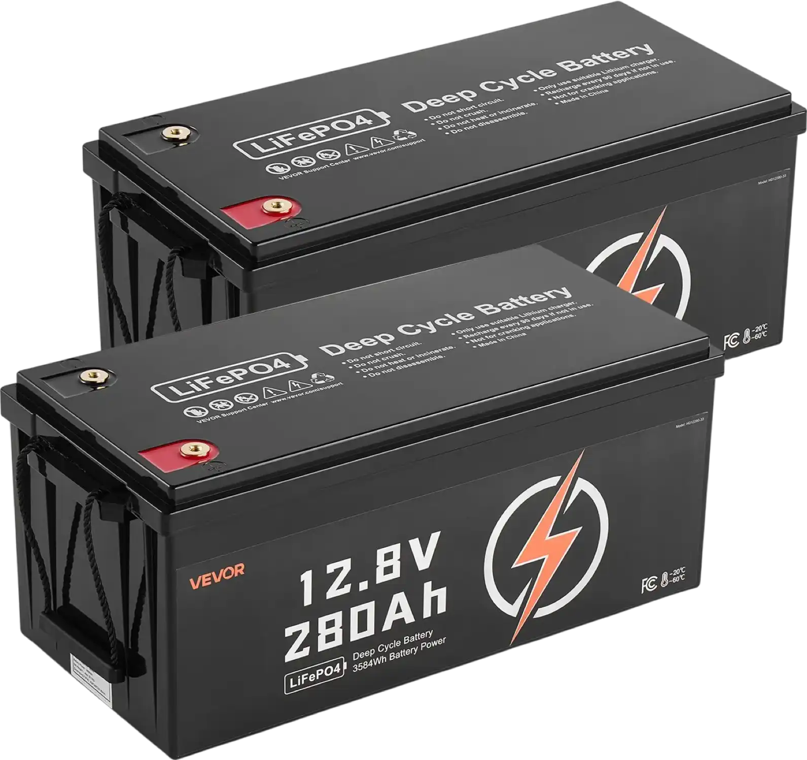 Vevor LiFePO4 Battery 12V 280Ah Deep Cycle with Built-in BMS 2-Pack New