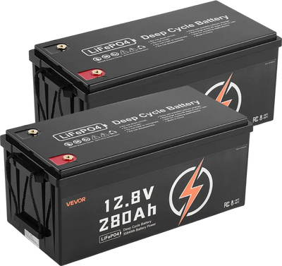 Vevor LiFePO4 Battery 12V 280Ah Deep Cycle with Built-in BMS 2-Pack New
