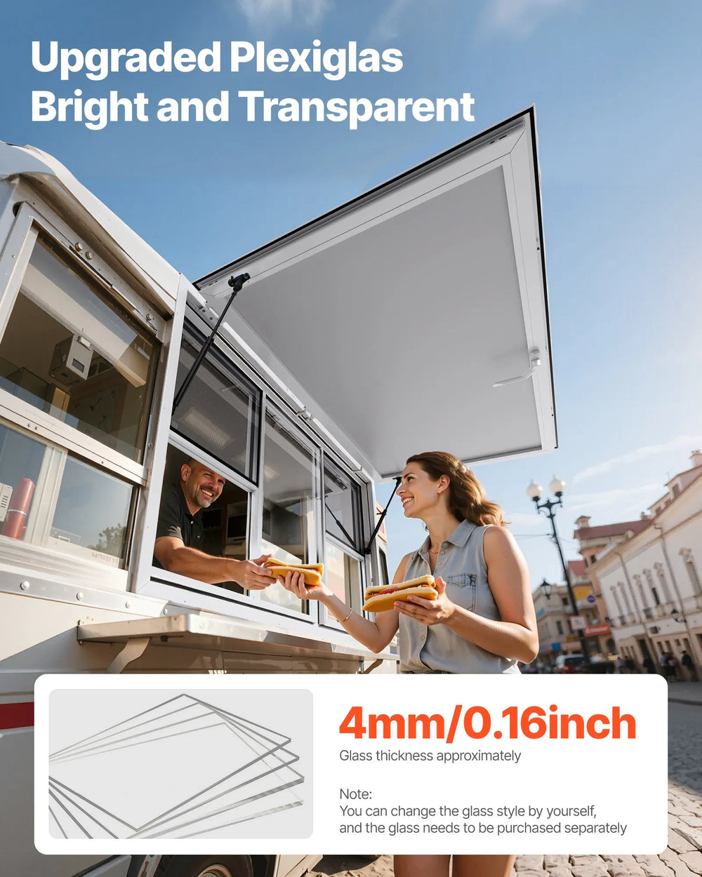 Vevor Concession Window 60" x 36" with 6 Sliding Windows 85° Awning Door New