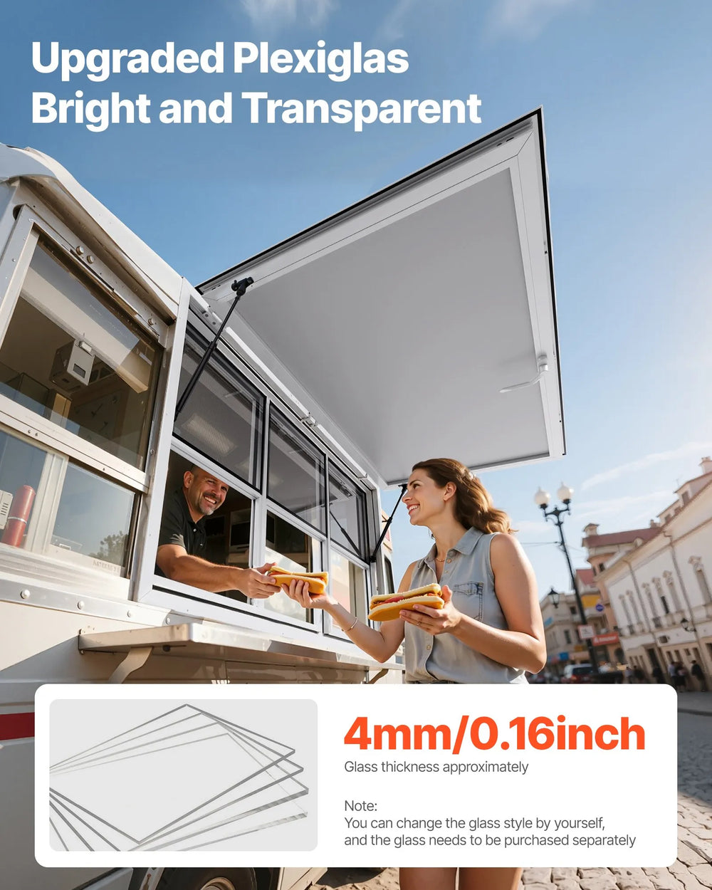 Vevor Concession Window 60" x 36" Aluminum Alloy with Sliding Panes and Awning Door New