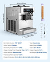 Vevor Commercial Ice Cream Machine 20-28 L/Hr 3-Flavor with Two 6L Hoppers New