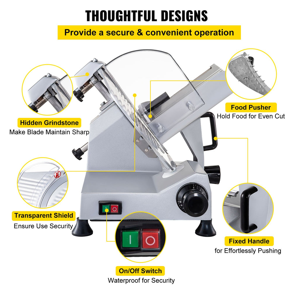 Vevor Commercial Meat Slicer 320W Electric 12" Carbon Steel Blade 350-400 RPM New