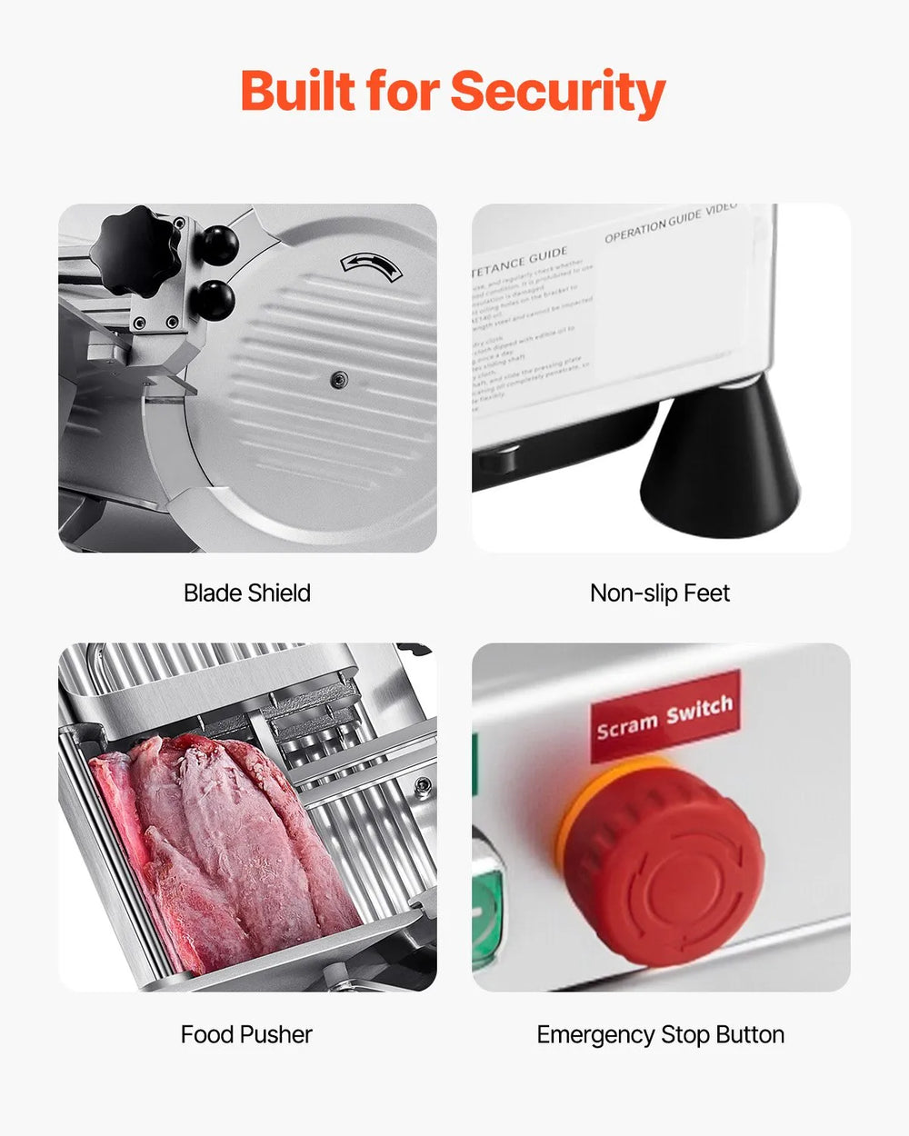 Vevor Automatic Meat Slicer 10" Blade Adjustable Thickness 633 RPM 500W New