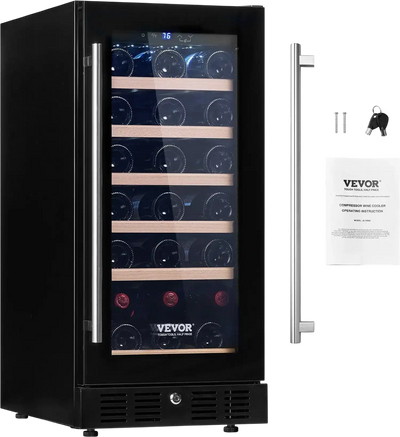 Vevor Wine Cooler 30-Bottle with Adjustable Shelves LED Light Temp Control New