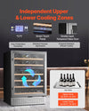 Vevor Wine Refrigerator Dual Zone 46 Bottle Cooler with Glass Door Temp Control New