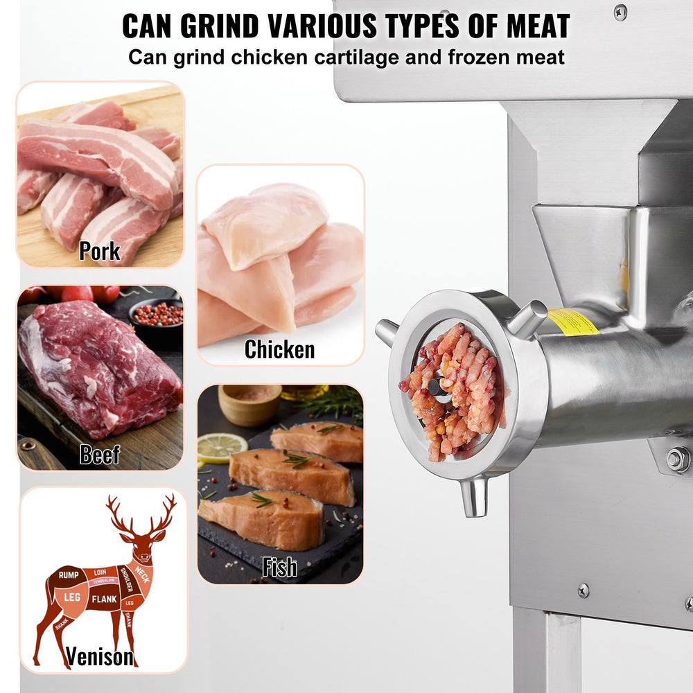 Vevor Commercial Meat Grinder 22 Lbs/Min High Efficiency with Sausage Stuffer 2200W New