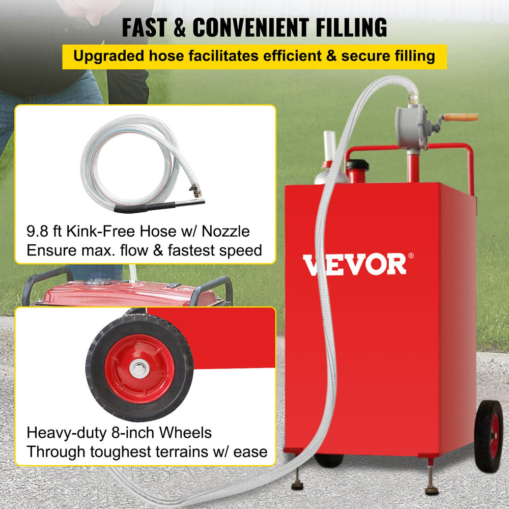 Vevor Fuel Caddy 30 Gallon Portable with Manual Transfer Pump New