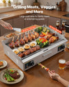 Vevor Electric Griddle 28.5 x 15.75 in. Grooved/Flat Top 122-570°F Adjustable Temp 2800W New