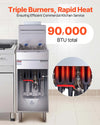 Vevor Commercial Deep Fryer 3-Burner 40 lbs Capacity Natural Gas with Dual Baskets New