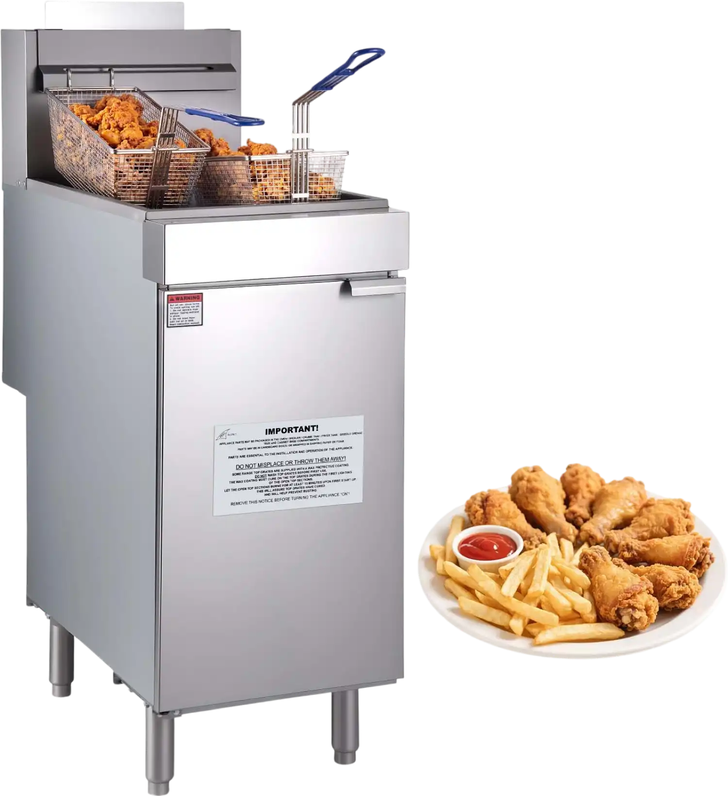 Vevor Commercial Deep Fryer 3-Burner 40 lbs Capacity Natural Gas with Dual Baskets New