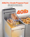 Vevor Commercial Deep Fryer 3-Burner 40 lbs Capacity Propane with Dual Baskets New