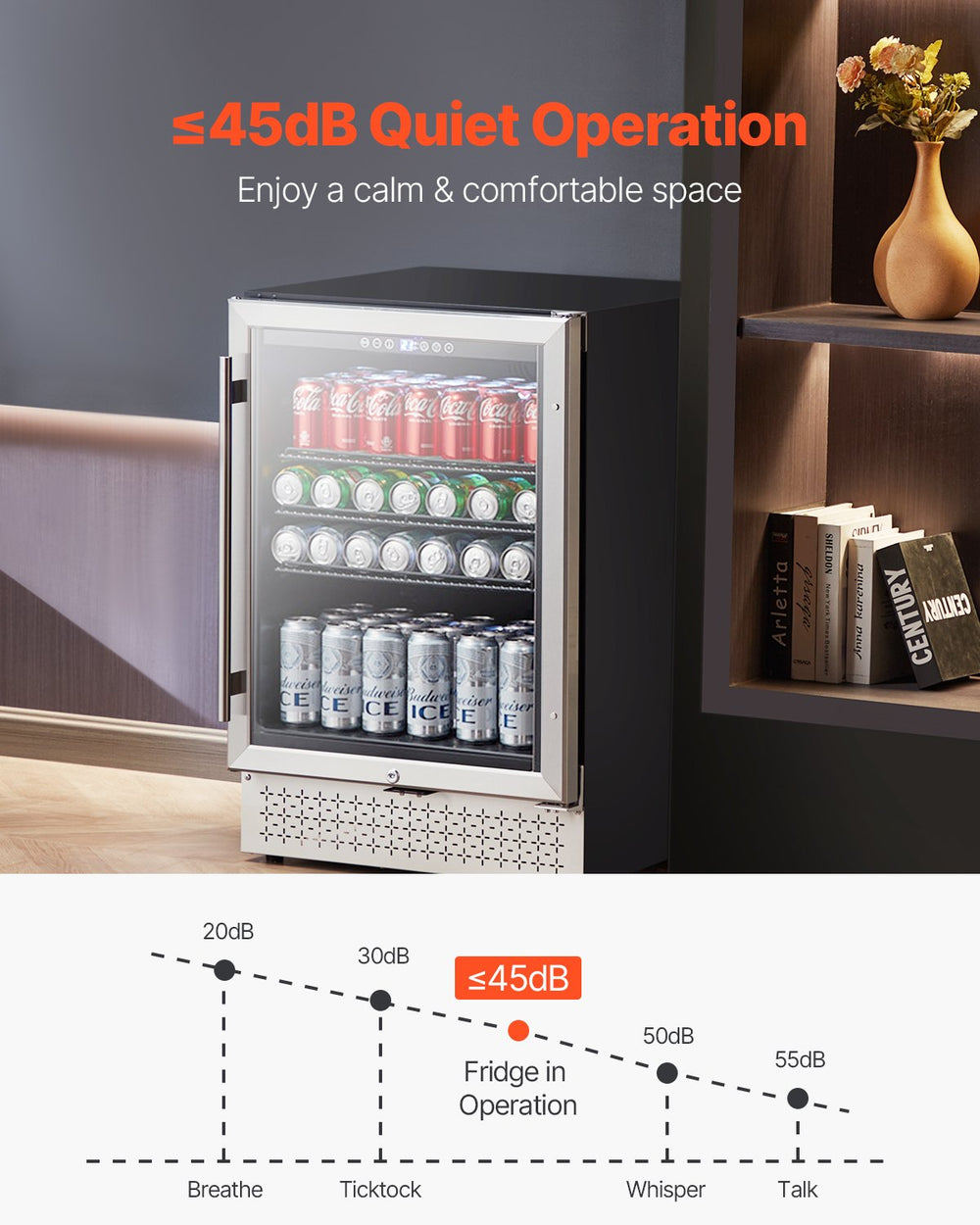 Vevor Mini Fridge 154 Can Beverage Cooler with Glass Door New