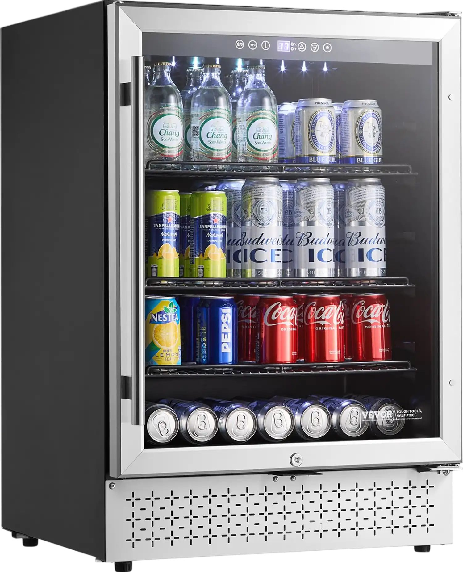 Vevor Mini Fridge 154 Can Beverage Cooler with Glass Door New