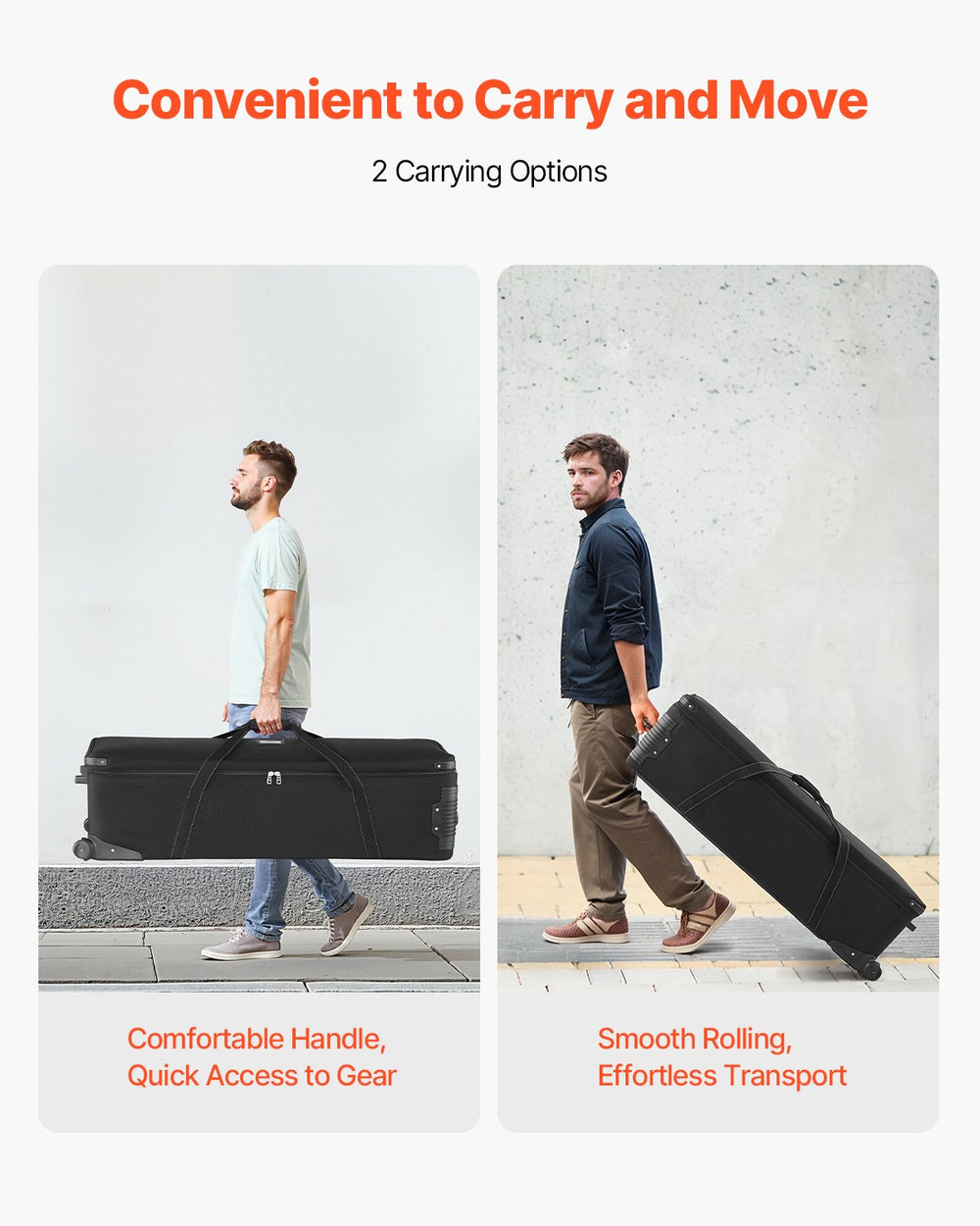 Vevor Rolling Camera Bag 51" x 14" Studio Equipment Trolley Case New