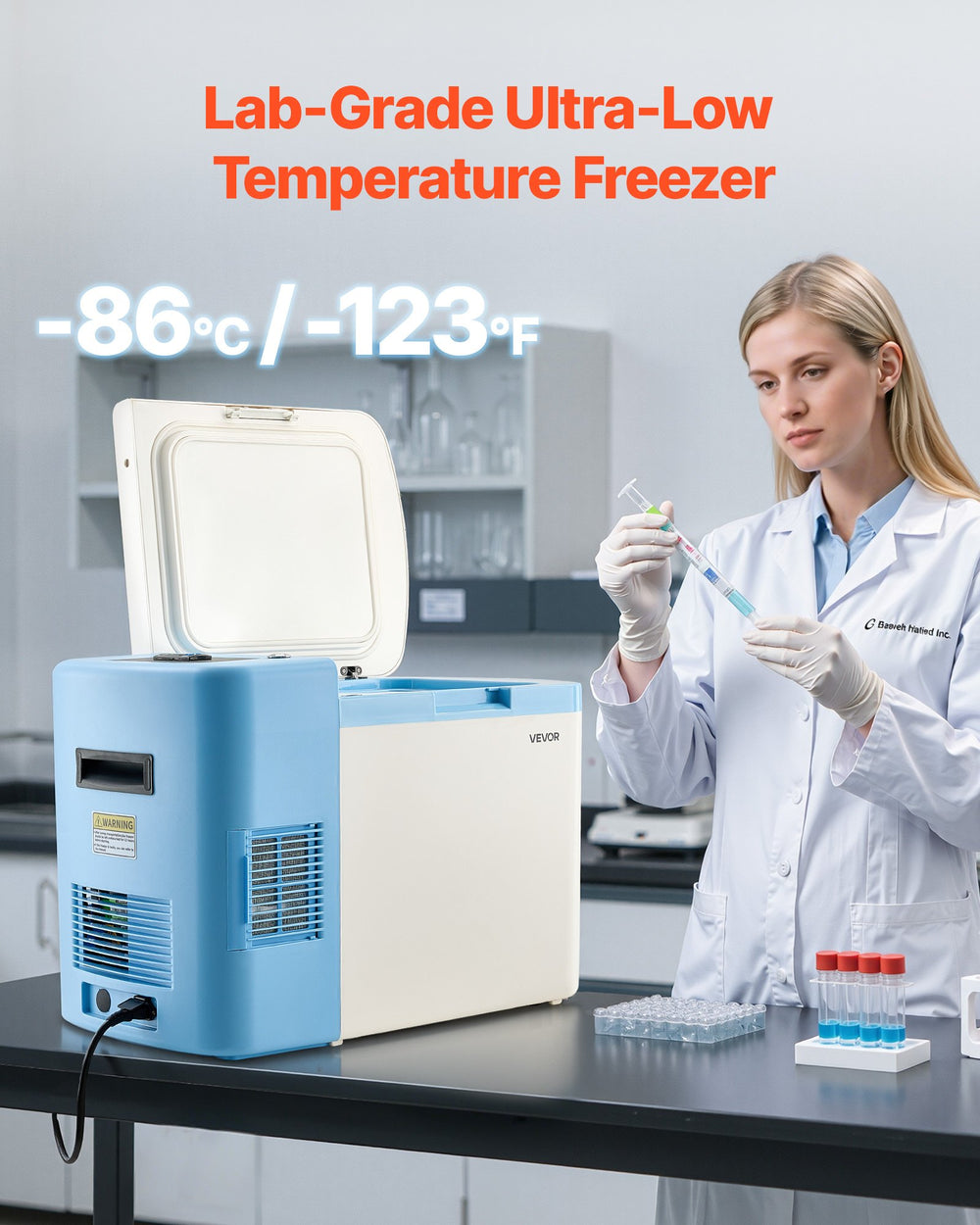 Vevor Lab Freezer 25L Ultra Low Temperature -40°F to -123°F Adjustable 230W New