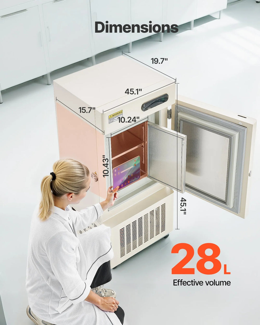 Vevor Lab Freezer 28L Ultra Low Temperature -40°F to -123°F Adjustable 450W New