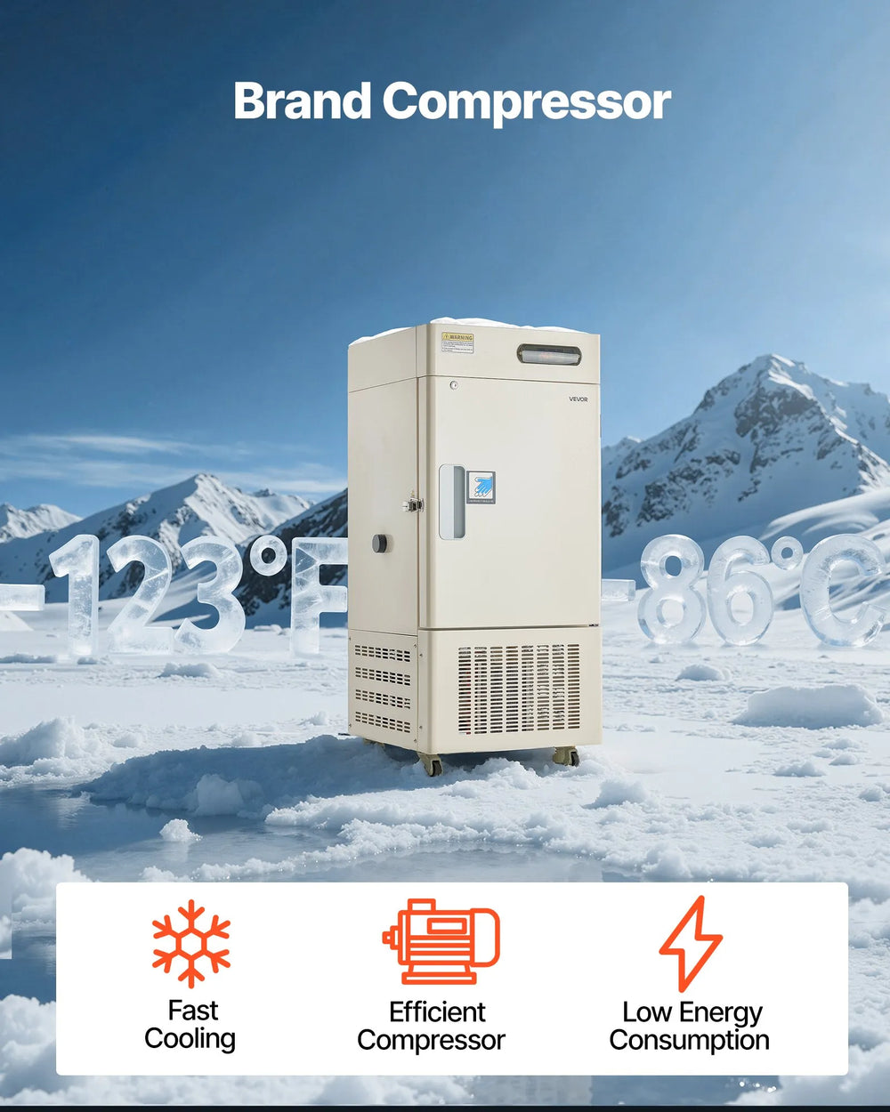 Vevor Lab Freezer 28L Ultra Low Temperature -40°F to -123°F Adjustable 450W New
