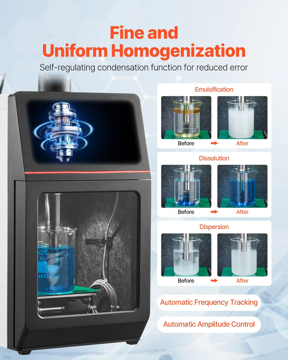 Vevor Ultrasonic Homogenizer Mixer with Timer Pulse Modes 20KHz Frequency 2000W New