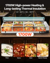 Vevor Electric Food Warmer Stainless Steel with Glass Cover 8 Pan 1700W New