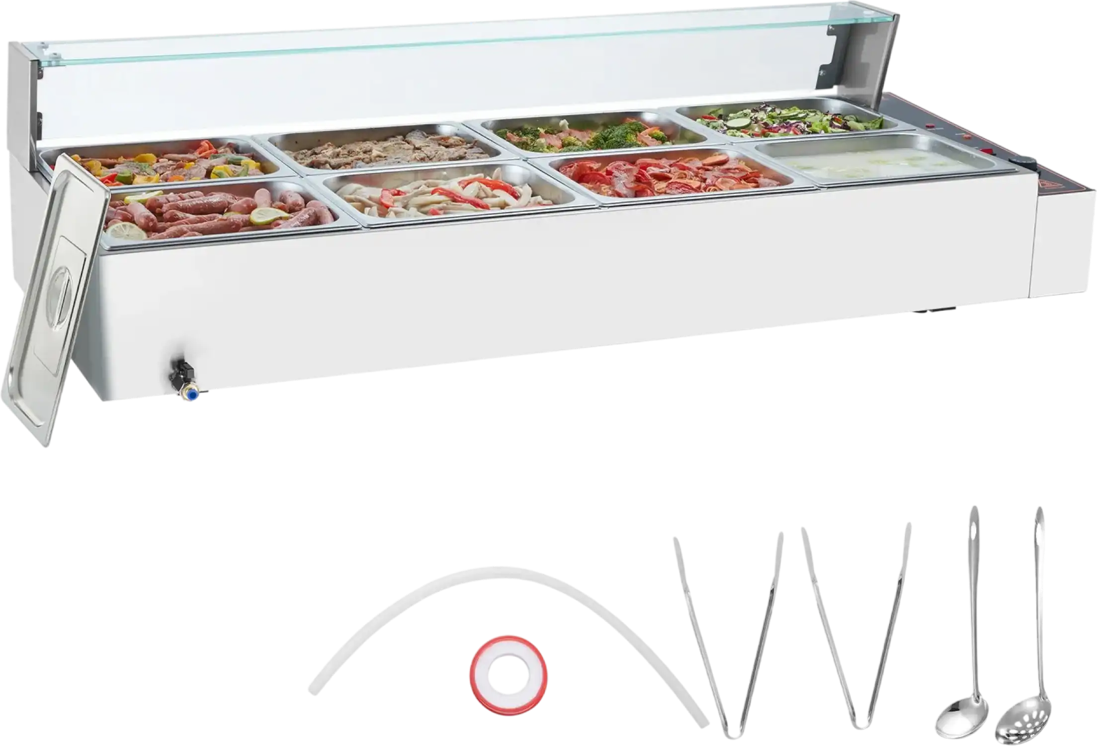 Vevor Food Warmer 8-Pan Electric Steam Table 86-185°F Temp Control 1700W New